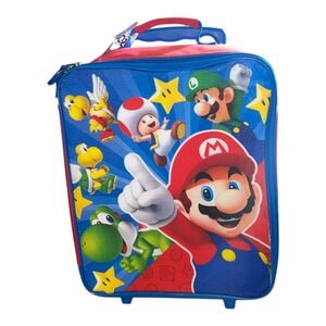 Mario Bros Rolling Red Luggage With Pullout Handle Mario Luigi Yoshi New